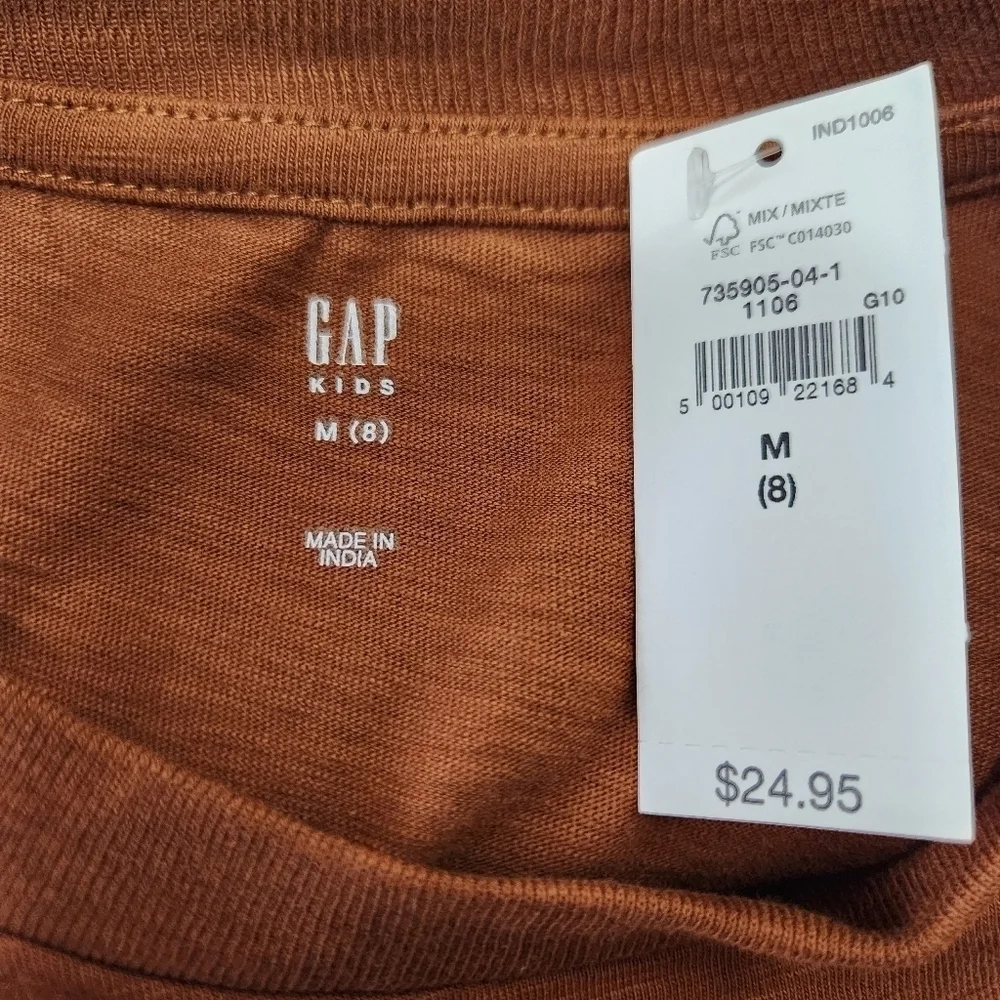 Gap Boys Navy/Olive/Brown Long Sleeve Colorblock Crewneck Tee-Size M (8) (NWT)